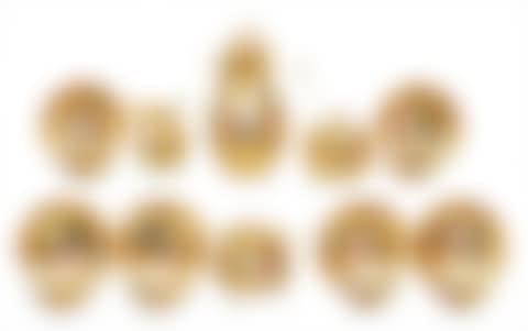 Rare coffee service with gold background and flower bouquet (preview)