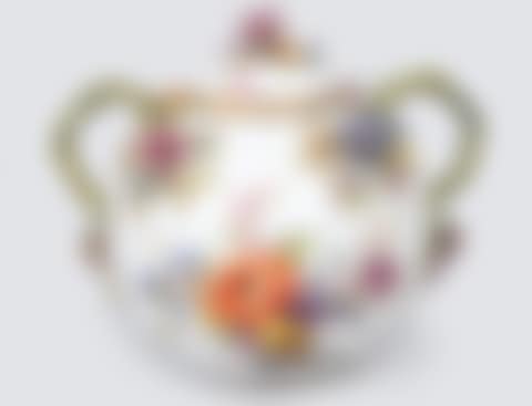 Large lidded vessel with floral painting and plastic floral decoration (preview)