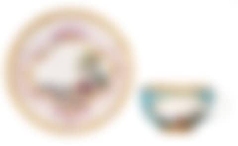 Turquoise fond cup with landscape scenes (preview)