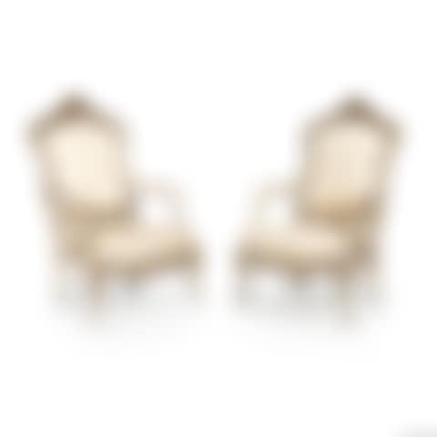 Paire de fauteuils en bois relaqué blanc et or (preview)