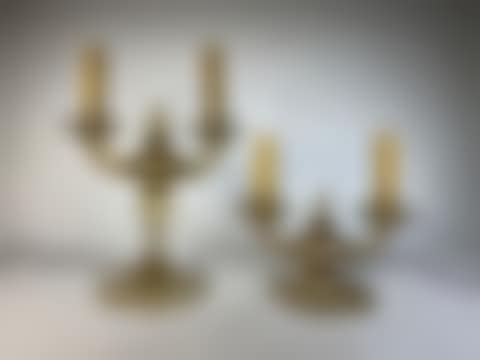 Two smoked glass table lamps with two sconces (preview)