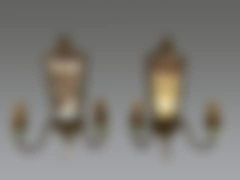 Pair of ice-backed wall lights with two metal sconces decorated with tassels (preview)