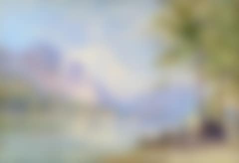 Italian landscape with lake and boats, mountains to background (preview)