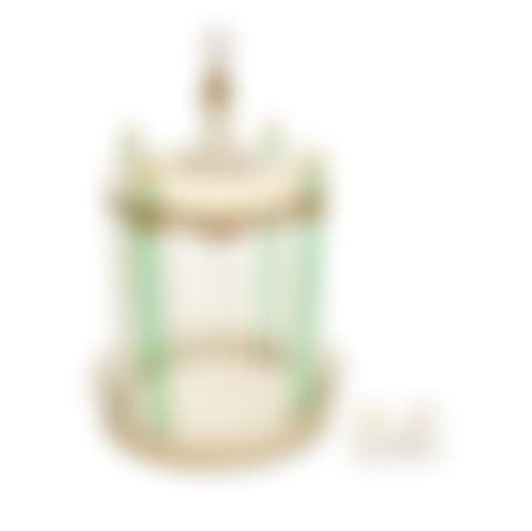 GILT AND PAINTED OPALINE GLASS AND BRASS BIRD CAGE (preview)