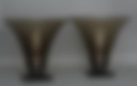 Two smoked crystal cups with a conical body with a gadrooned base on a square pedestal with cut sides (preview)