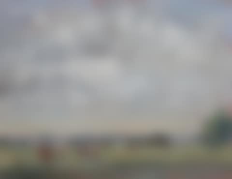 Two 20th century oils, including cattle grazing in a landscape; untitled in brown (preview)