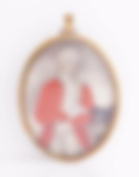in a red coat, holding a cane (preview)
