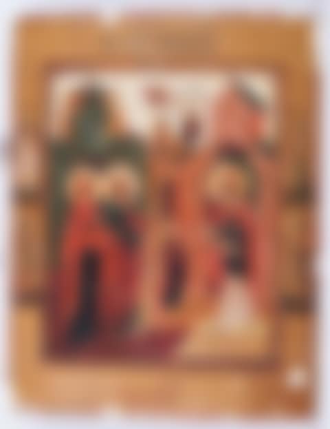 The Presentation of the Mother of God in the Temple, traditionally painted with Archangel and three Saints on the borders (preview)
