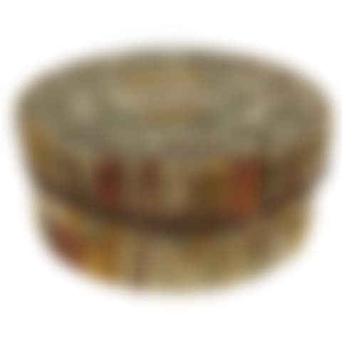 CIRCULAR BIRCH BARK AND QUILL BOX WITH FLORAL MOTIF TOP LID (preview)