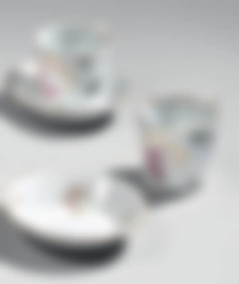 Two earthenware cups and saucers with medallion decoration of a lake landscape (preview)