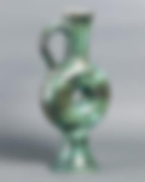 Large enameled Vallauris red earthenware pitcher (preview)