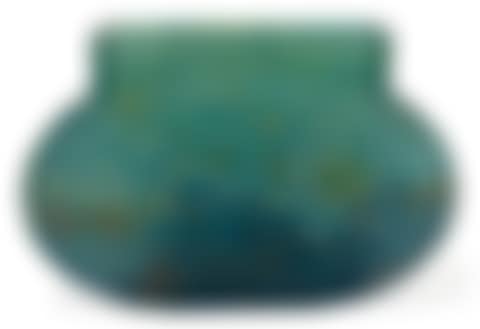 Oval vase with rectangular neck in marbled glass paste with a two-tone blue shade (preview)