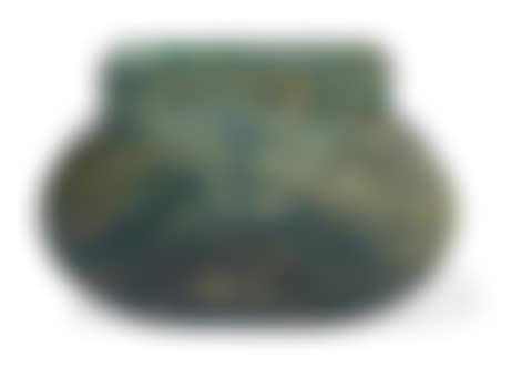 Oval vase with rectangular neck in marbled glass paste with a blue-green shade (preview)
