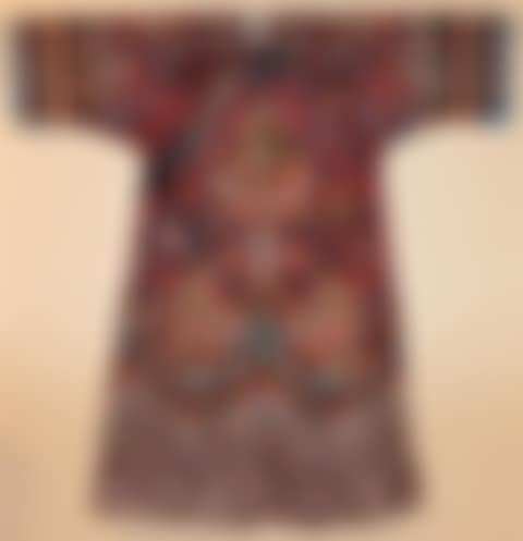CHINESE BROWN SILK DAMASK SILK AND GOLD EMBROIDERED COURT ROBE (preview)