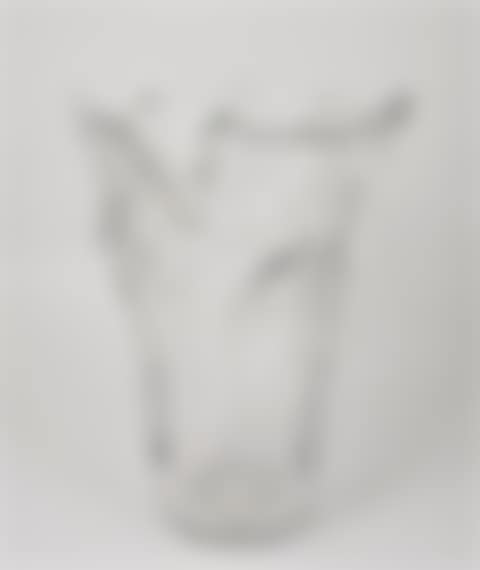Large transparent glass vase decorated with bubbles, the "torn" neck (preview)