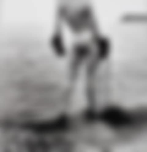 Nude in Black Gloves with Metal Leg Support by the Sea, Monte-Carlo (preview)