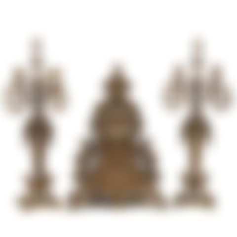 Monumental Bronze French Three Piece Clock Garniture Retailed By Tiffany; 29" tall clock, 34" candelabra (preview)