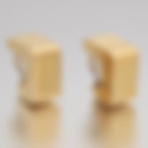 Ladies" Italian Gold Pair of Block Earrings (preview)