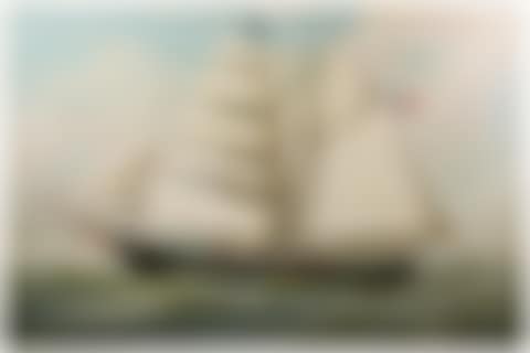 Ship"s Portrait of the Brigantine "Cameo", underway in rough open seas under full sail, with distant sailing ship and steamer (preview)