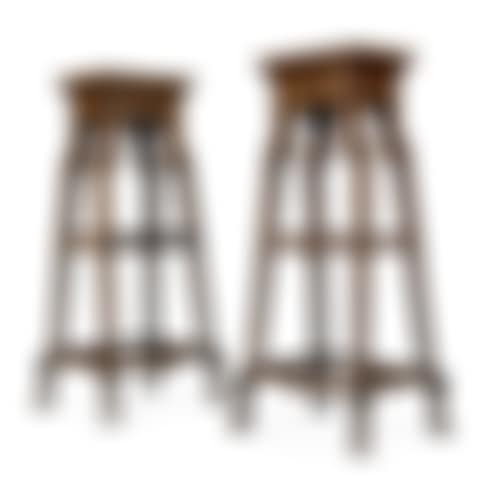 A PAIR OF FRENCH 'ETRUSCAN REVIVAL' BRASS AND MARBLE-MOUNTED MAHOGANY STANDS  (preview)