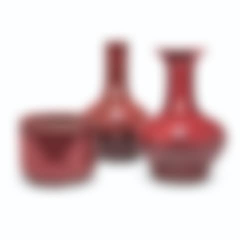 TWO CHINESE COPPER-RED GLAZED VASES AND A CHINESE COPPER-RED GLAZED CENSER (preview)