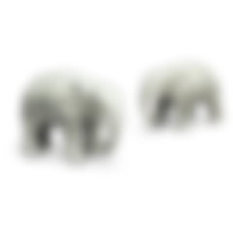A PAIR OF CRACKLE-GLAZED WHITE PORCELAIN ELEPHANTS  (preview)