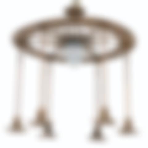 AN AUSTRIAN HAMMERED BRASS AND OPALINE GLASS CHANDELIER  (preview)