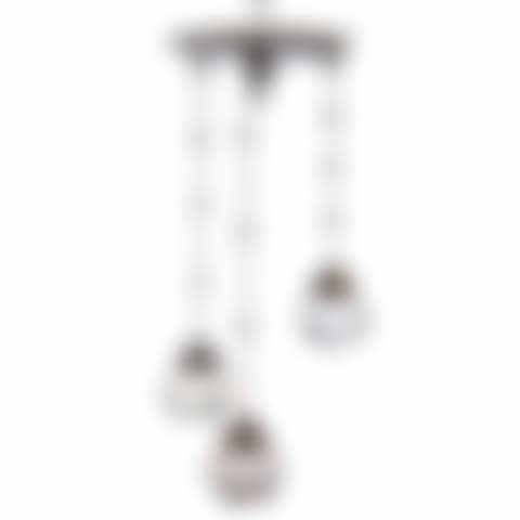 AN AUSTRIAN PATINATED-METAL AND GLASS THREE-LIGHT HANGING-LIGHT  (preview)