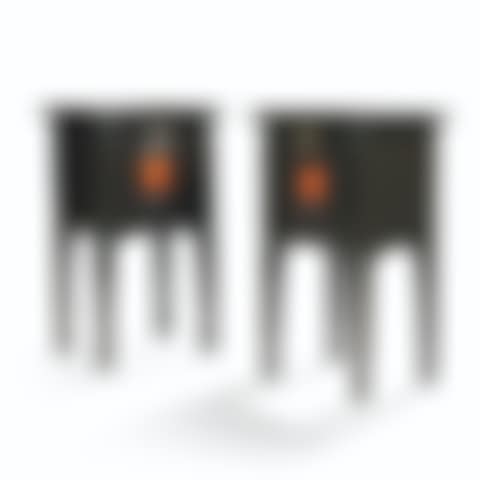 A PAIR OF BELGIAN BRASS-MOUNTED EBONISED OAK AND MAHOGANY NIGHT TABLES (preview)