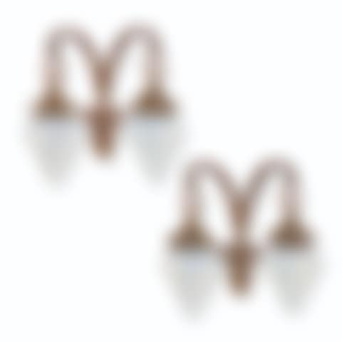 A PAIR OF ARTS & CRAFTS BRONZE AND OPALINE WALL-LIGHTS AND A SET OF FOUR COPPER AND OPALINE GLASS CEILING LIGHTS  (preview)