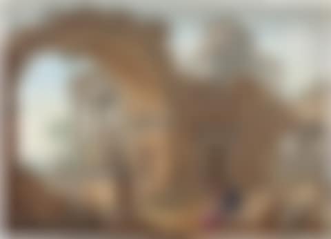 Figures amongst ancient Roman ruins (preview)