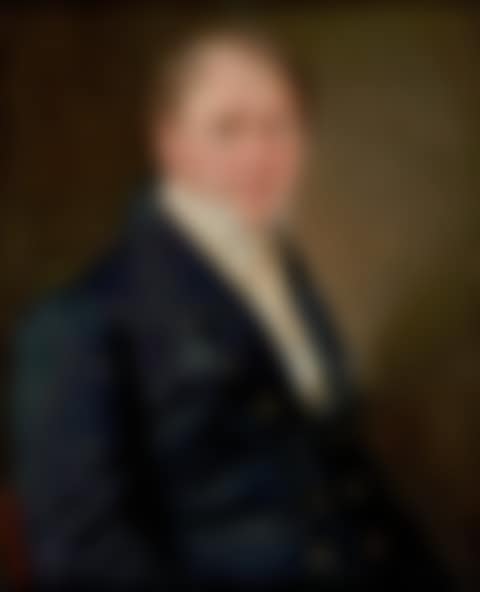 Portrait of the composer Professor Christoph Ernst Friedrich Weyse (1774-1842) in buttoned-up, blue coat with yellow metal buttons, pale yellow waistcoat, choker, white cravat with gold brooch (preview)