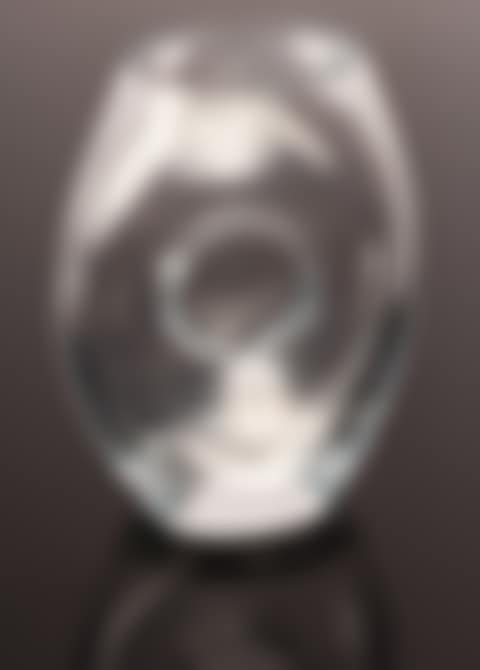 a clear glass vase of oval form with central hole (preview)