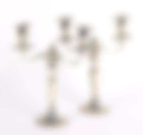 A pair of silver two-light table lights (preview)