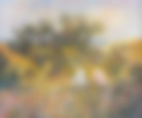 Young woman with parasol in a landscape (preview)