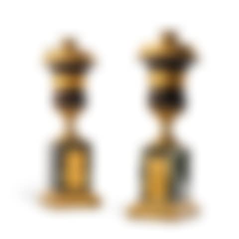 A pair of Empire style gilt and patinated bronze cassolettes forming canslesticks (preview)