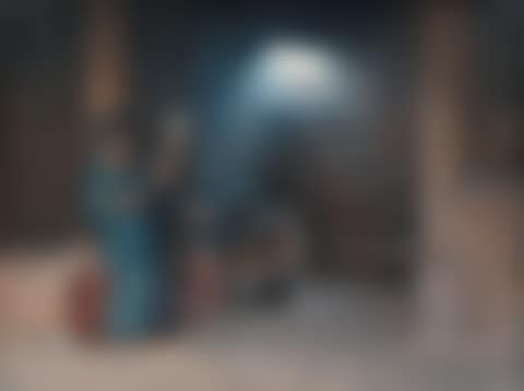 YOUNG ORIENTALIST WOMAN AND CHILDREN NEAR THE HOME (preview)