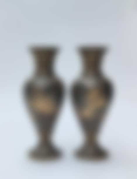 SMALL PAIR of metal vases of baluster form (preview)