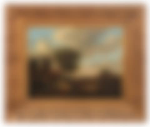 Dutch landscape; a homestead scene with figures, house and trees (preview)