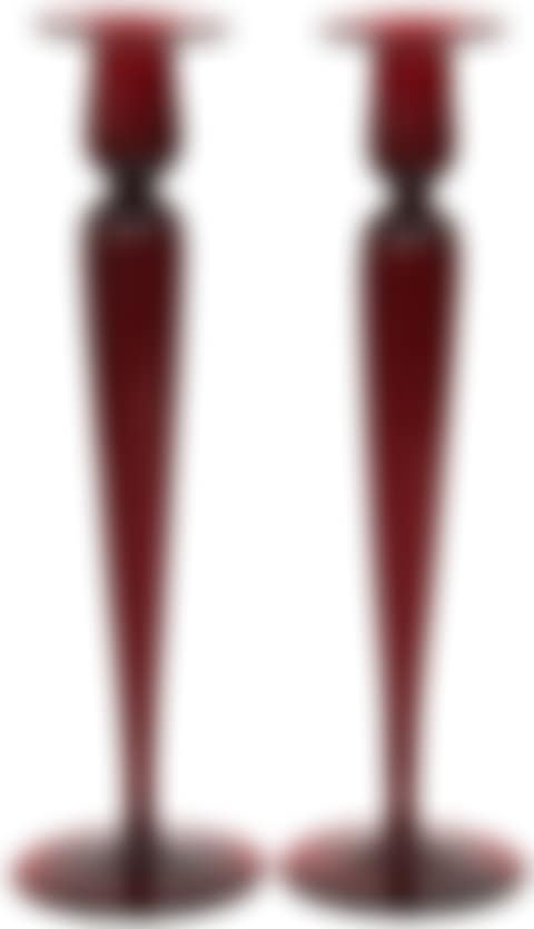 Pair of Steuben transparent ruby glass candlesticks (preview)