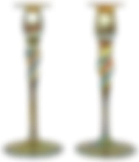 Steuben Aurene gold iridescent candlesticks (preview)