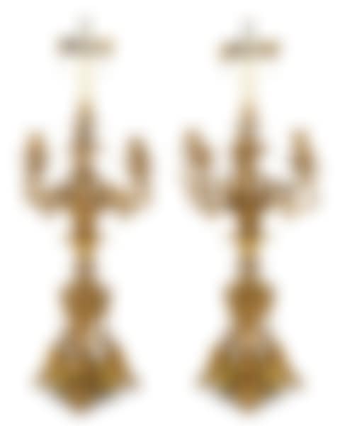 Pair of French Gilt Bronze Seven-Arm Candelabra Lamps (preview)