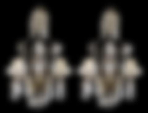 Pair of Crystal & Silvered Metal Four-Light Chandeliers (preview)