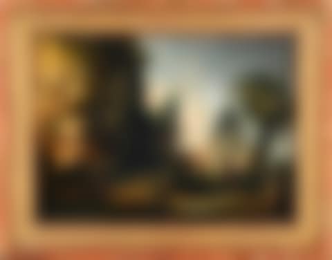 Bedouins near a palm tree and an antique bas-relief (preview)
