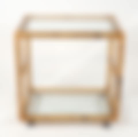 Wicker food trolley on wheels, glass shelves (preview)