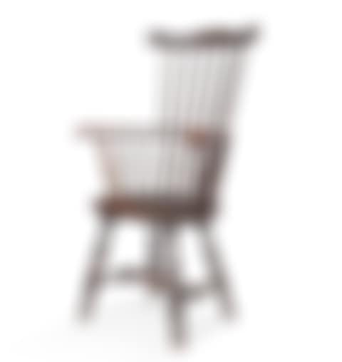 An Exemplary Brown-Painted Scroll-Carved Comb-Back Knuckle Windsor Armchair, Eastern Connecticut or Rhode Island (preview)