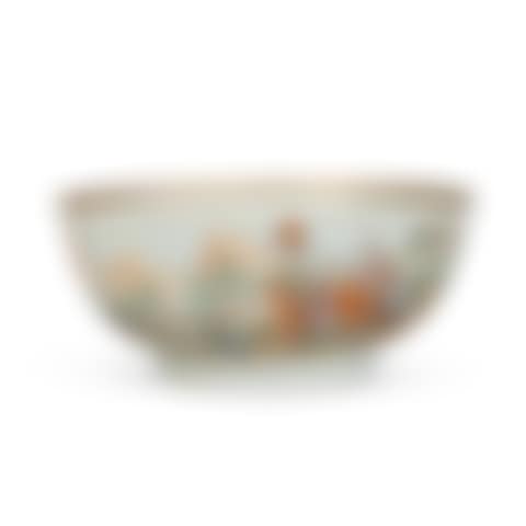 An Extremely Rare Chinese Export Famille-Rose 'Foreigner's Procession' and Armorial Punch Bowl, Qing Dynasty, Qianlong Period (preview)