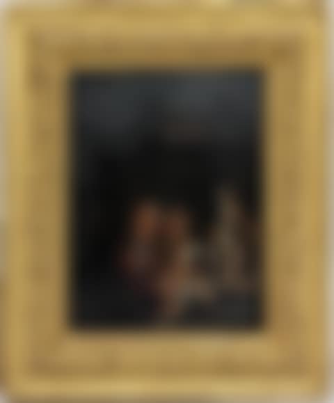 SCULPTOR AND HIS WIFE IN THE STUDIO LIT BY AN OIL LAMP (preview)
