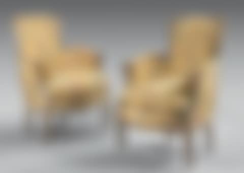 Pair of molded gray relacquered wood bergères (preview)
