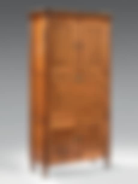 Mahogany guillotine secretary, opening with two doors at the top and bottom, framing a flap (preview)